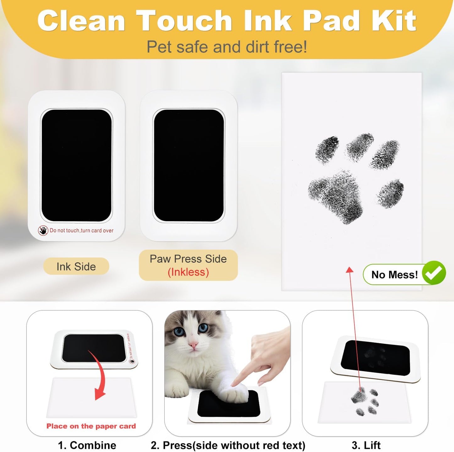 Paw Print Kit for Dogs - Dog Paw Print Kit Pet Paw Print Impression Kit, Dog Nose Print Kit Clean Touch Ink Pad for Dog Paw Prints, Inkless Paw Print Kit for Puppy & Newborn