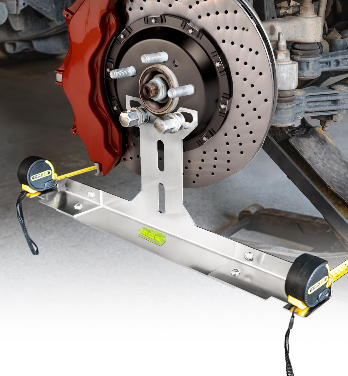 Upgraded Heavy Duty Wheel Alignment Tool Kit with Tape Measures, Stainless Steel Automotive Toe Alignment Tools Hub Stands Balancing Plates for Car Truck SUV (Patent Design)