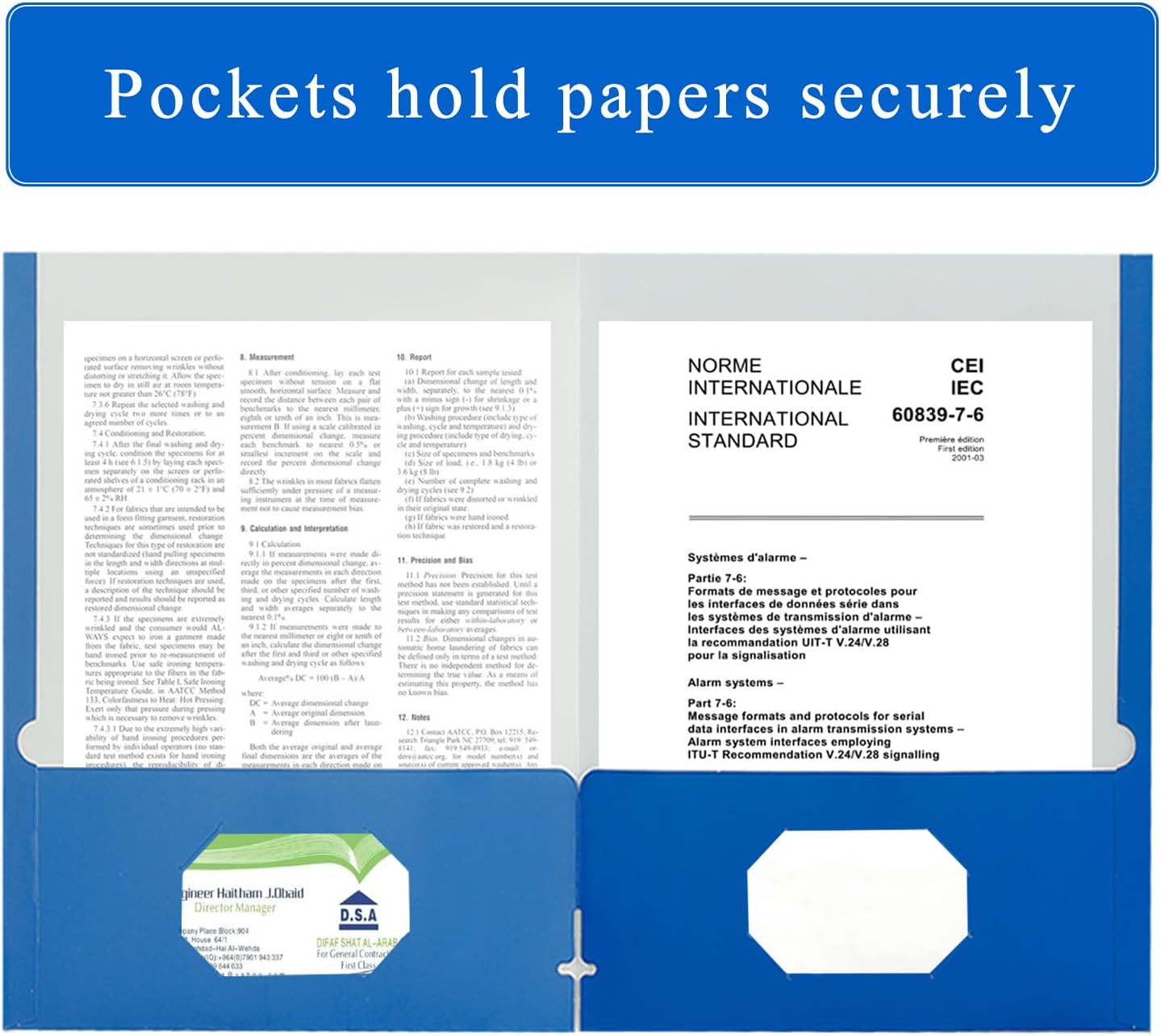 Zzrywuty File Folders with Pockets Letter Size,50-Pack Paper Folders with Card Slot,Blue Two Pocket Folders for School Students,Businessmen,Home and Office Workers