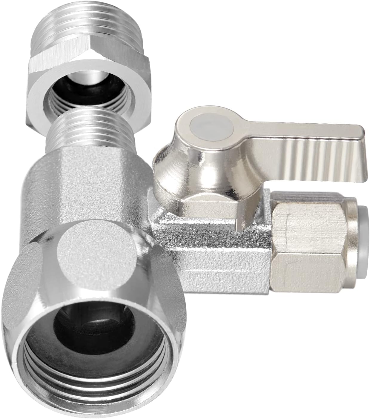 HAOCHEN Feed Water Adapter - Water Line Splitter 3/8"x3/8"x1/4" or G 1/2"xG 1/2"x1/4", Brass Water Supply Valve with 1/4" Push in Quick Connect fitting for RO Filter，Refrigerator,Ice Maker