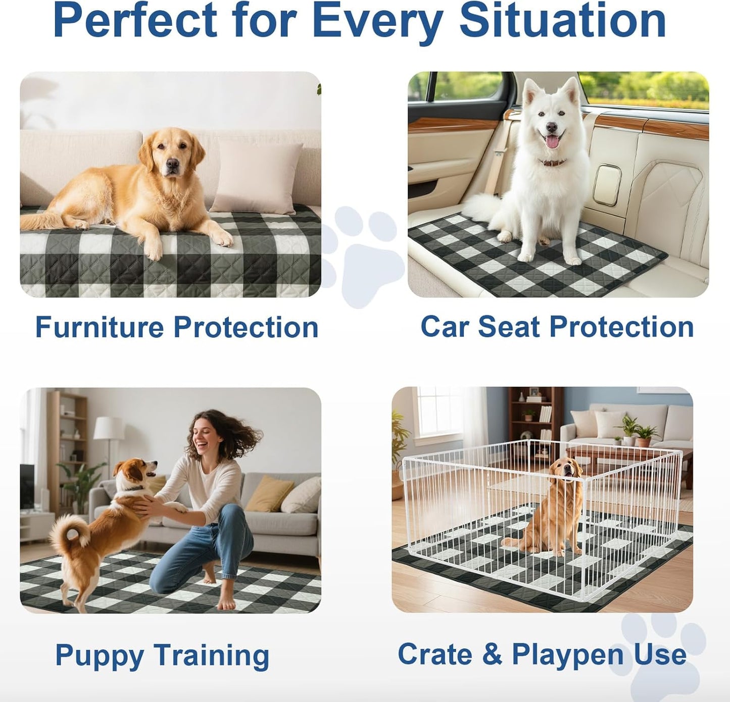 Washable Pee Pads for Dogs(2-Pack, 36"x36"),Absorbent & Leakproof Reusable Training Dog Pads Non-Slip Puppy Pads Incontinence Bed Pads for Crates, Whelping, Playpen, Bed and Floors