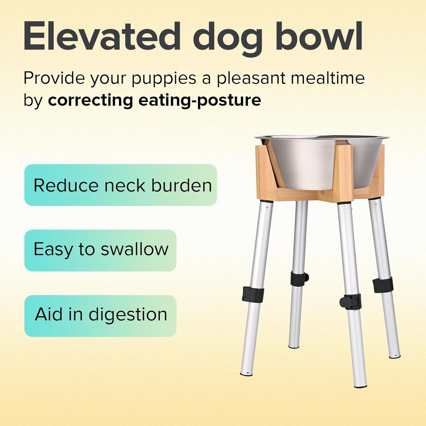 URBUDDIES 1.1 Gallon Elevated Dog Bowl for Large Dogs, Adjustable Height…