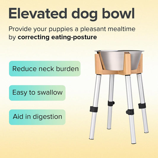 URBUDDIES 1.1 Gallon Elevated Dog Bowl for Large Dogs, Adjustable Height…