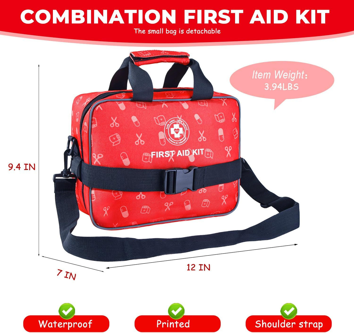 All-in-One Premium 530 Piece Emergency First Aid Kit, Large Medical Kit for Home, Car, Camping, Travel, Hiking, Sports & Outdoor