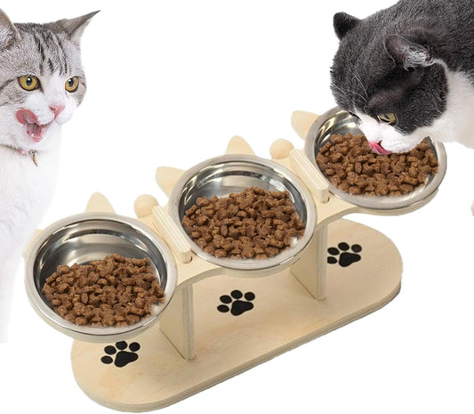 Dog Bowls Elevated - Tilted Wooden Stand, Pet Feeding with Design, Cat Dog Bowl Station, Home Accessory with Eco Friendly Material, Adjustable Feeder for Small Medium Breed Indoor Outdoor
