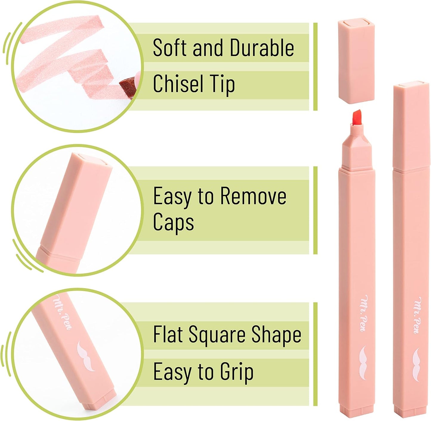 Mr. Pen- Aesthetic Highlighters, 8 pcs, Chisel Tip, Boho Colors, No Bleed Bible Highlighter Pastel, Assorted Colors, Cute