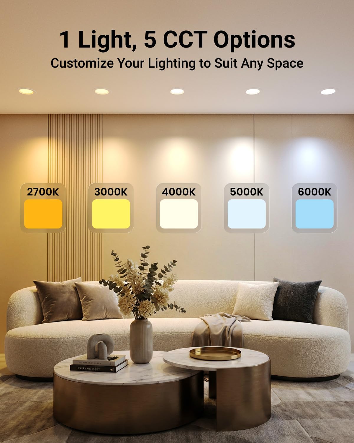 Sunco 24 Pack Retrofit LED Recessed Lighting 6 Inch, Can Lights for Ceiling, 1200 LM, 15W, Selectable CCT 2700K/3000K/4000K/5000K/6000K, Dimmable, Ultra Thin Flat Light Fixture UL