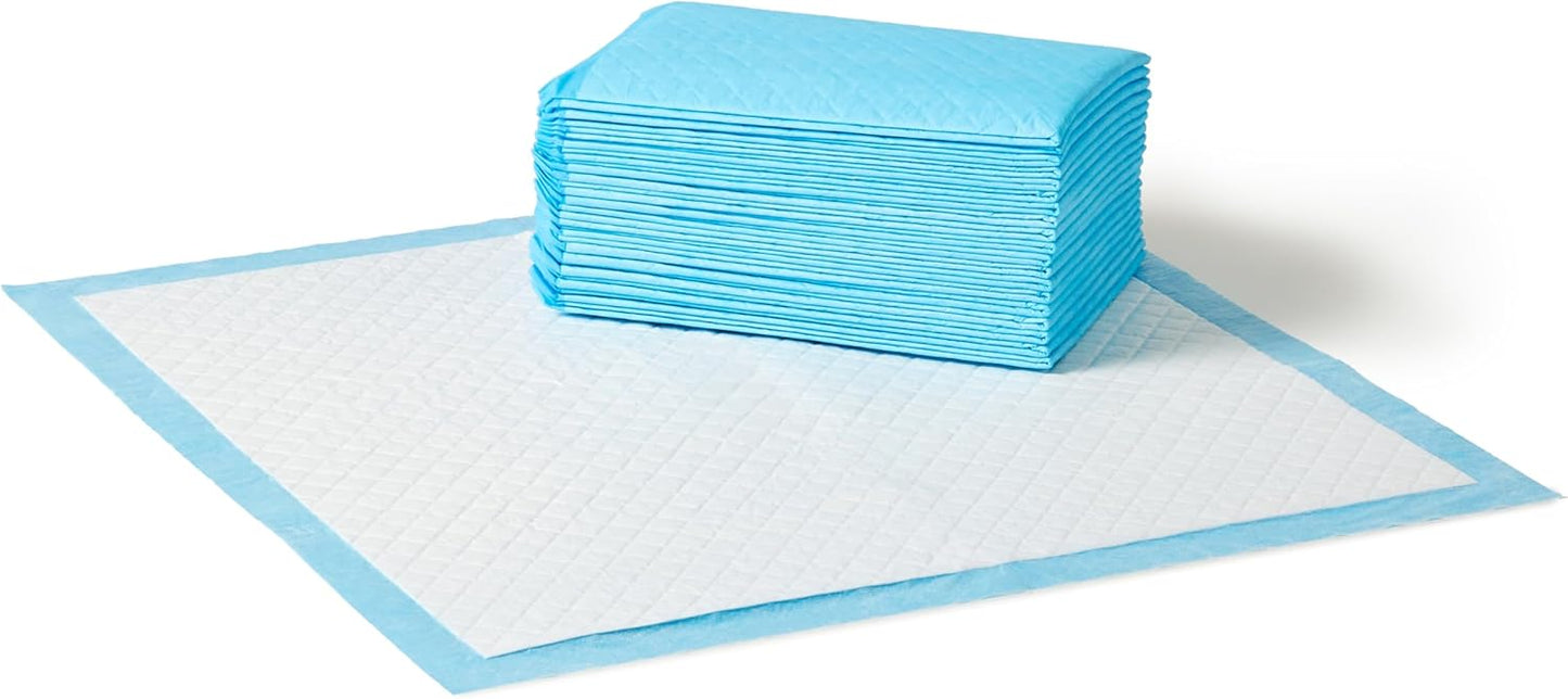 Amazon Basics Heavy Duty Absorbent Dog and Puppy Pee Pads with 5-Layer Leak-Proof Design and Quick-Dry Surface for Potty Training, Regular Size, 24 x 23 Inches, Blue & White, 20-Count