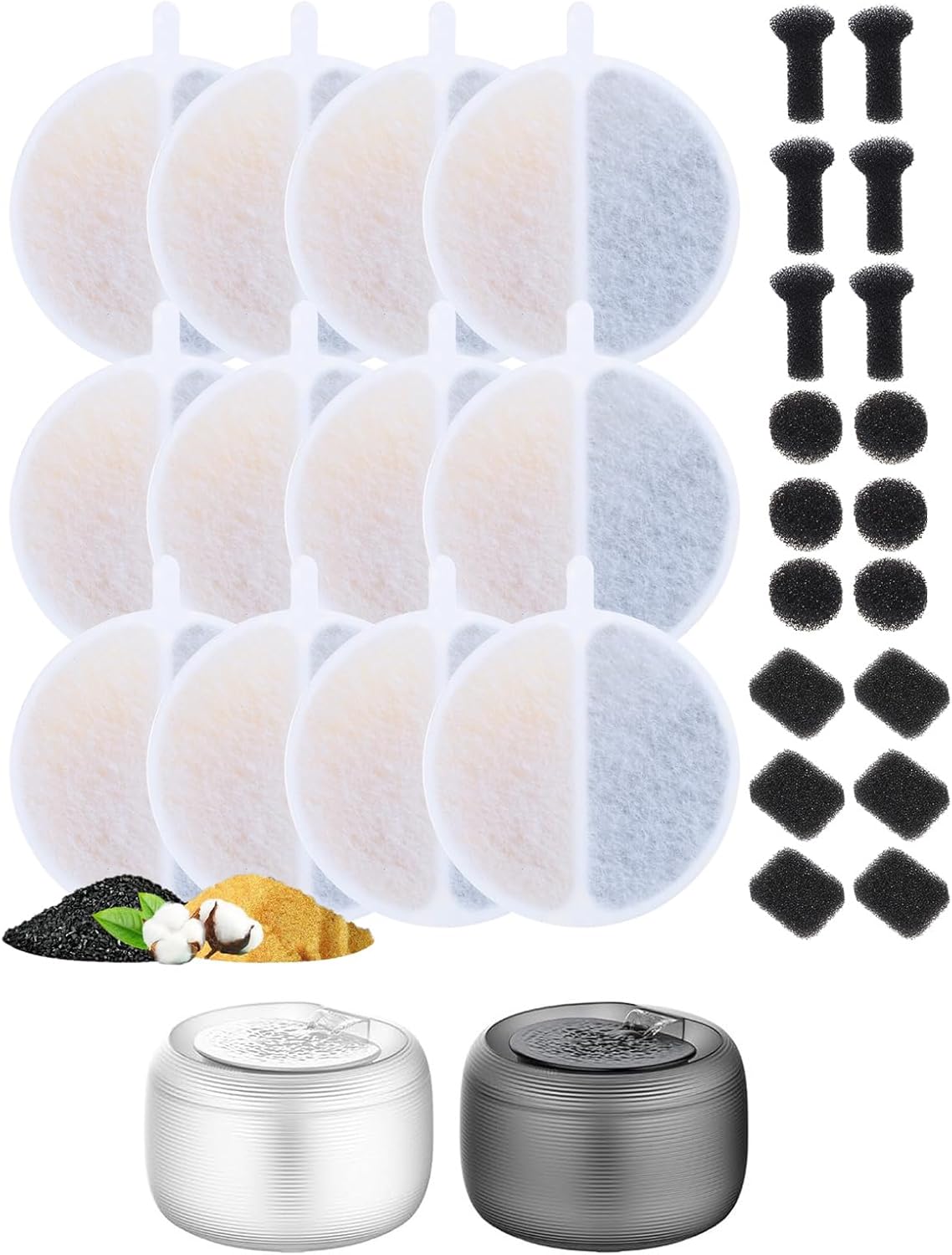 15/30pcs Replacement Filter Dogs Cats Water Drinking Fountain Replaces For Pet Water Fountain Easily To Install&Maintain Cats Filter And Sponges Pet Replacement Round