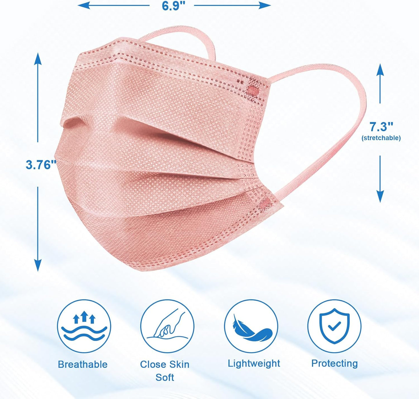 ZIYE 100/500 Pcs Disposable Face Masks, Breathable Mask 3 Layer with Nose Clip Elastic Earloop（Multicolor/Black）