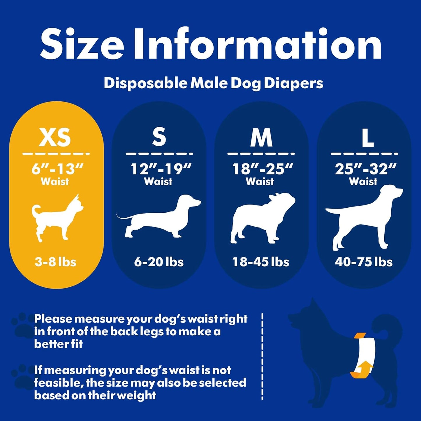 MICOOYO Male Dog Diapers, Disposable Male Dog Wraps with Wetness Indicator, Super Absorbent | Leak Proof Doggie Diapers for Incontinence, Marking, Puppy Training, XS, 6-13-inch Waist, 20 Counts