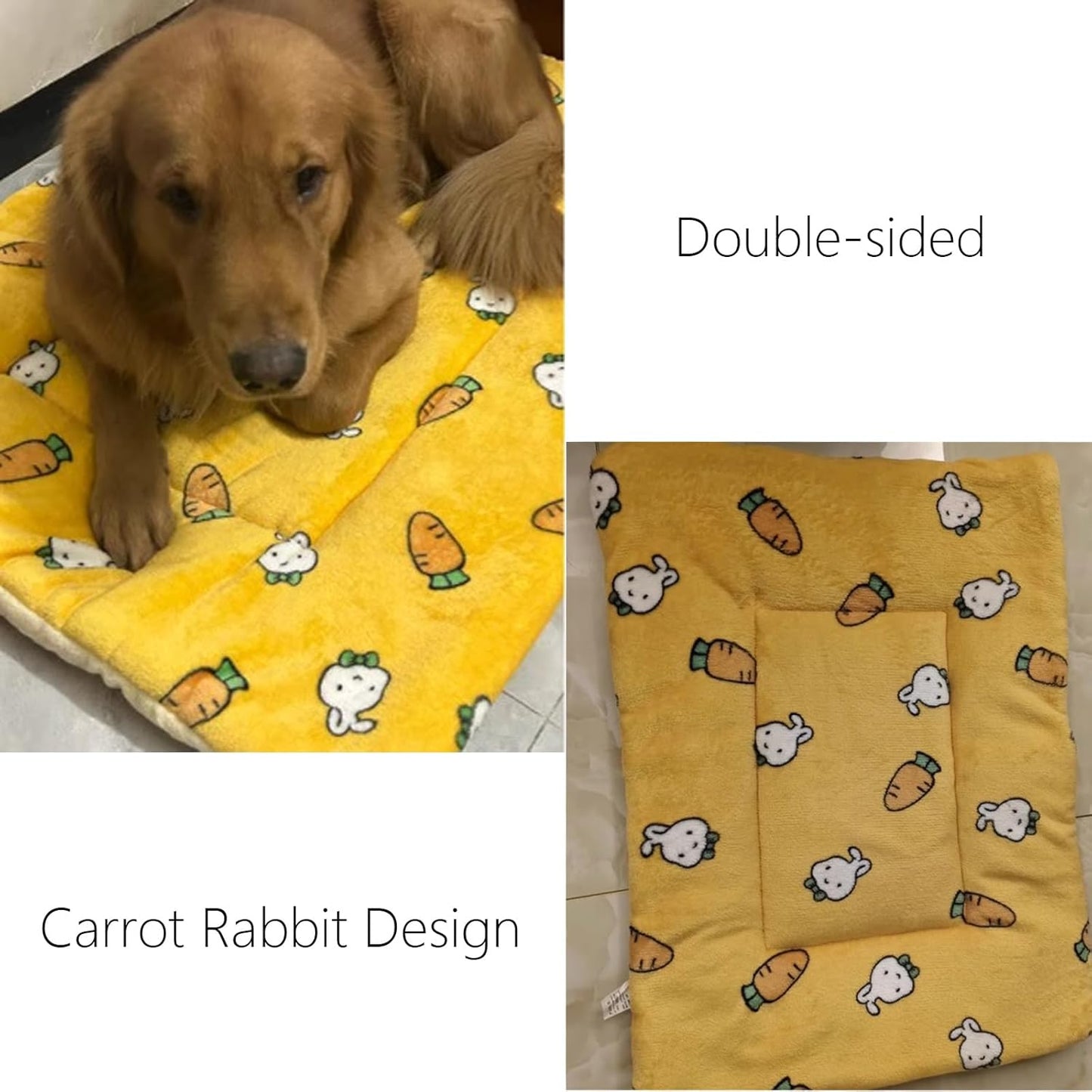 Self Warming Cat Bed, Self Heating Pet Mat with Carrot Pattern, Thermal Reflective Warm Pad for Cats & Dogs, Non-Slip, No Electric, Yellow, 27.17 x 18.9 Inch