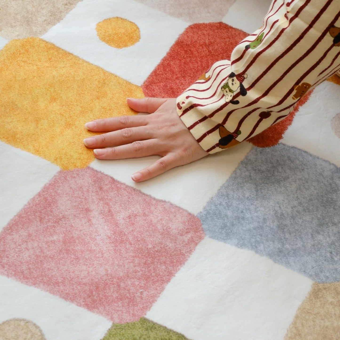 jinchan Macy 5x7 Area Rug for Kids Room Modern Colorful Checkered Diamond Nursery Rug Indoor Washable Soft Non Slip Carpet for Playroom Classroom Bedroom Dorm Daycare Living Room Circus on Cream