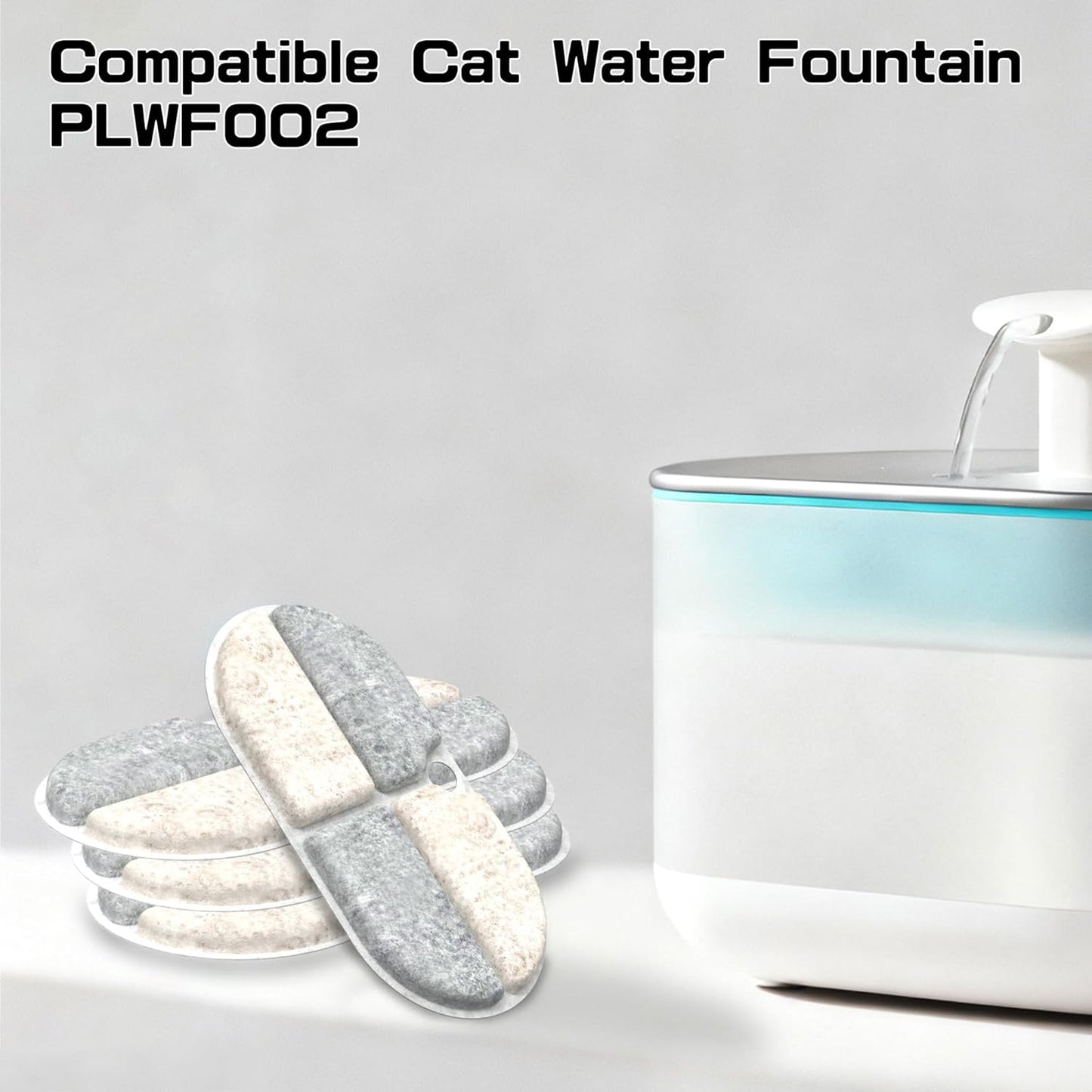 Cat Water Fountain Filters, PLWF002 Replacment Filter Compatible with Pet Water Fountain, 8 Pack with 8 Filter Sponges