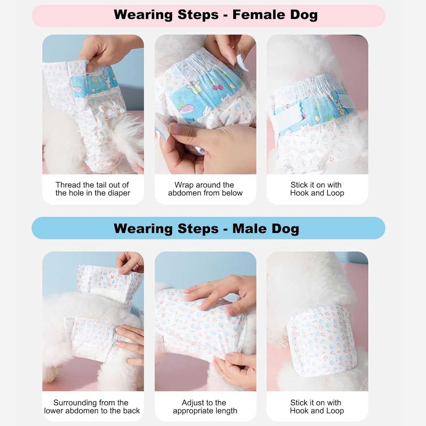 10Pcs Disposable Dog Diapers,Pull Up Stretchy Waist Wraps for Dogs in Heat Period, Strong Absorbency | Leak Proof | Elderly | Doggie Training Incontinence Female XXS