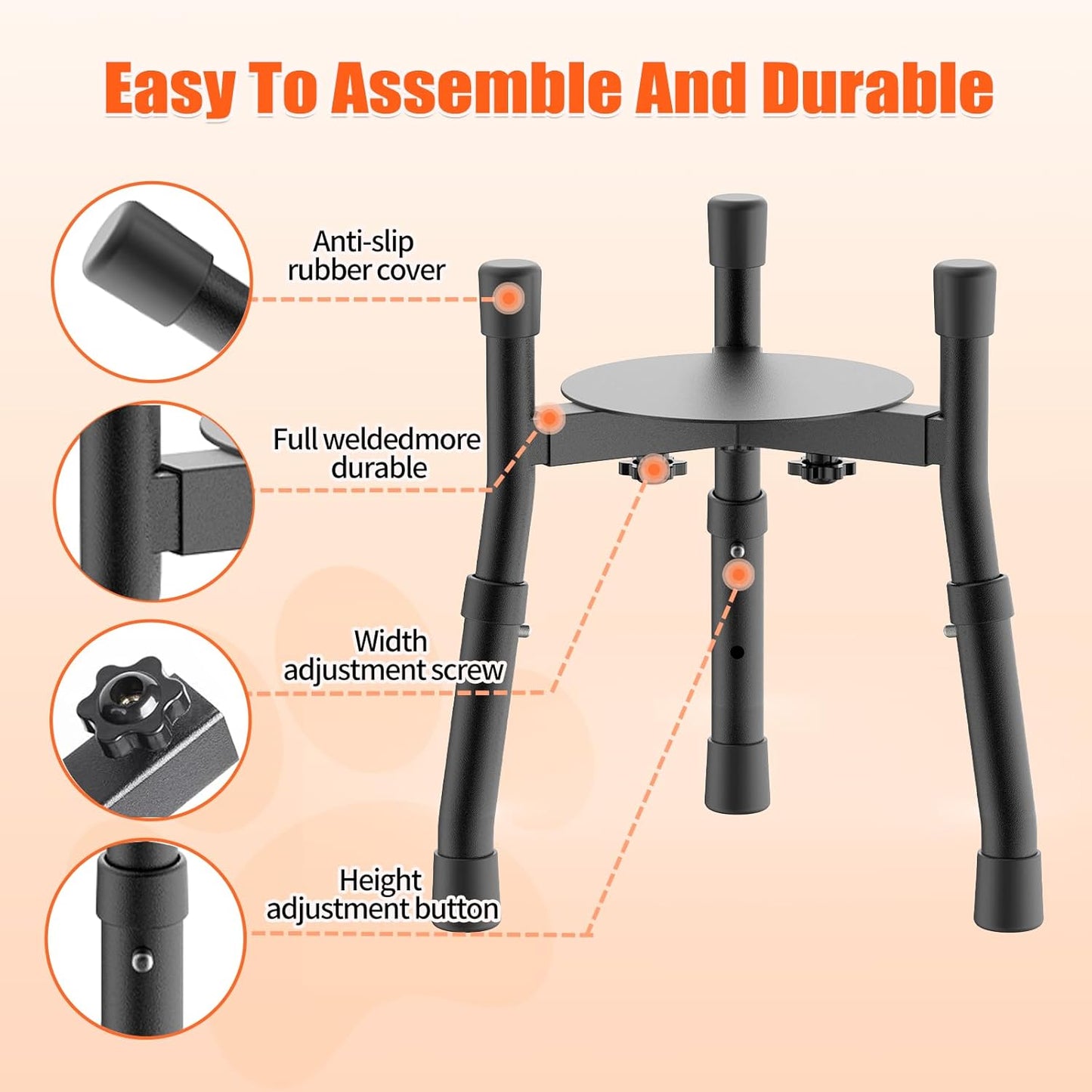 Elevated Dog Bowls Stand with Adjustable Height and Width [Stand Only], Raised Dog Bowl Stand, Elevated Pet Water & Food Feeder for Small&Medium Dogs, Adjustable Wide 6.3"-10.2", 2 Height Adjustment