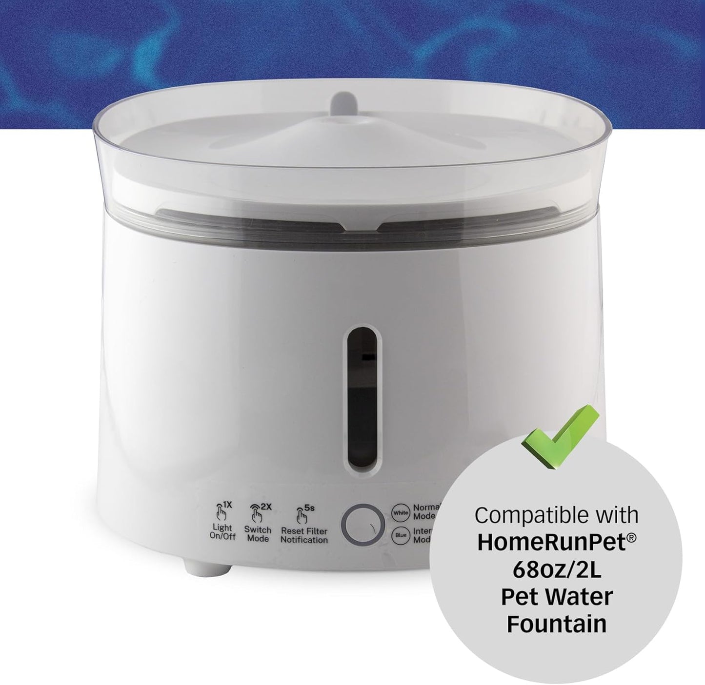 PET STANDARD Replacement Water Filter & 3 Pack Replacement Pre-Filter Sponges Compatible With HomeRunPet® 68oz/2L Wireless Pumps Pet Water Fountain WF20/CF20, Pack of 6