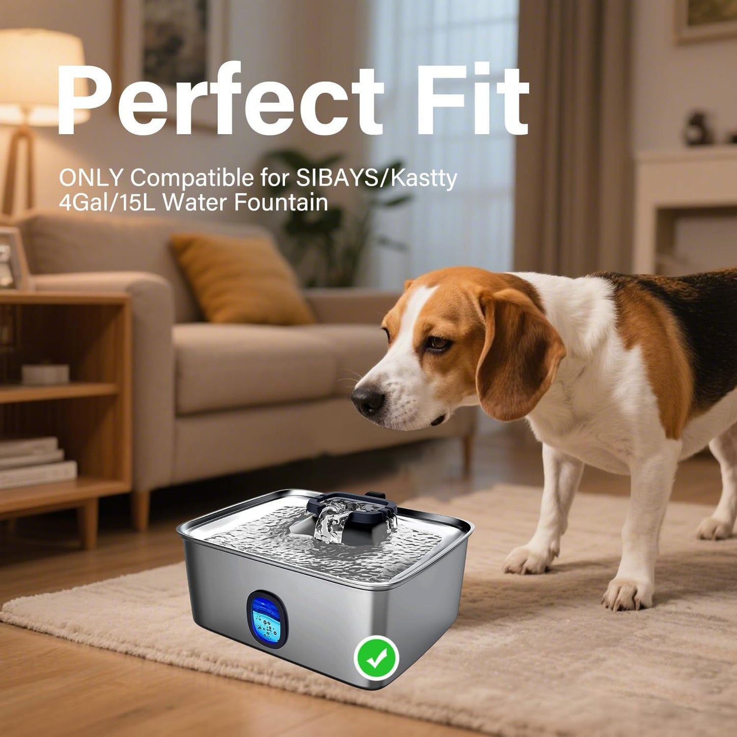 16+16 Pack Replacement Filters Compatible with SIBAYS/Kastty 4Gal/15L Stainless Steel Dog Water Fountain, Includes 16 Filters & 16 Sponges