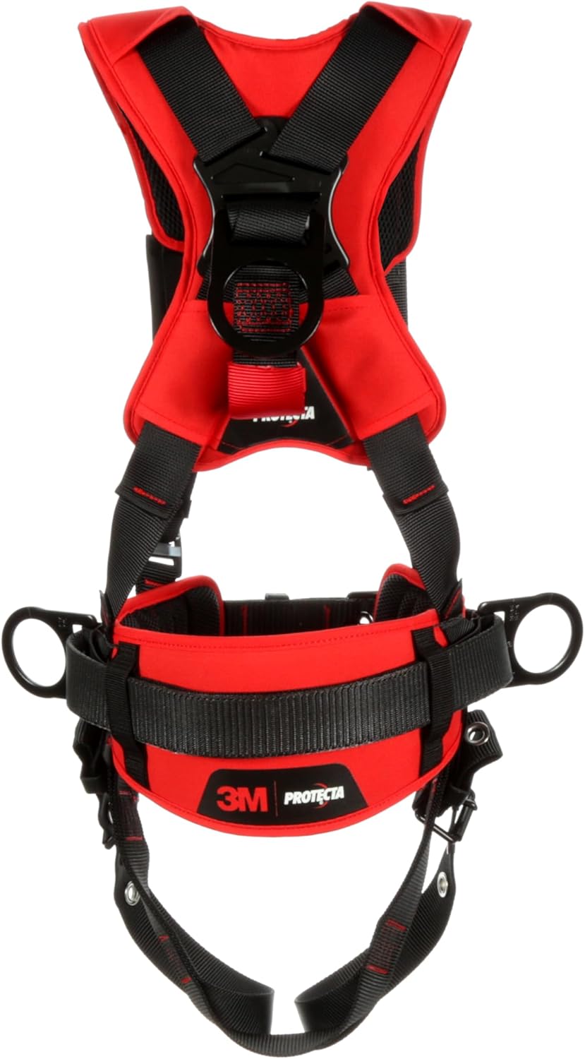3M Protecta Medium - Large Comfort Construction Style Full Body Positioning Harness With Easy-Link Web Adapter, Auto-Resetting Lanyard Keeper And Impact Indicator