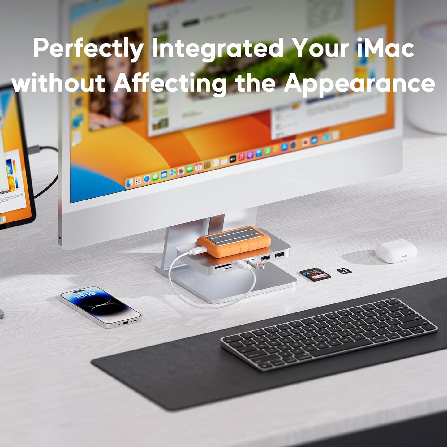 iMac Accessories for i-Mac 2021/2023/2024, PULWTOP USB C Hub for iMac with USB A/C 10Gbps, Hub for M1/M3/M4, 2 USBA 2.0, SD/TF Card Reader for iMac24 inch & Studio Display 2 Sliver