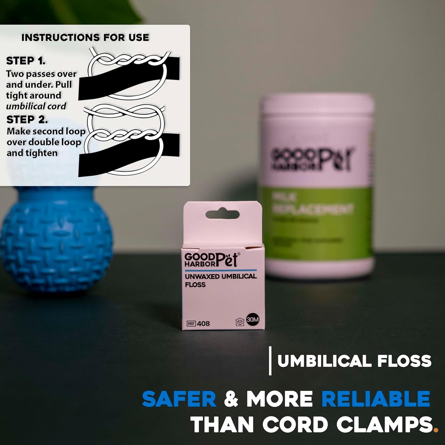 Good|Harbor Pet Un-Waxed Umbilical Whelping Floss & Animal Cord Cutting Kit | for Dog, Cat, and Animal Births | Pack of 4