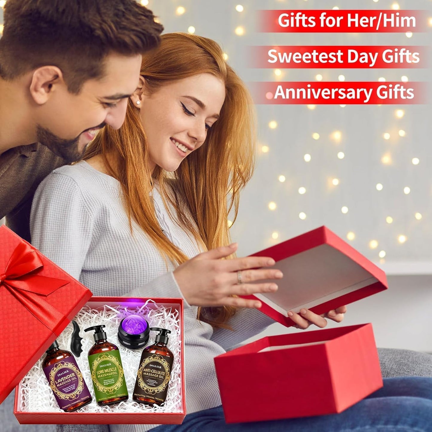 Massage Oil for Massage Therapy,Easter Basket Stuffers,3 Pack Cellulite Massage Oil,Sore Muscle Arnica Oil & Lavender Massage Body Oil with Massage Ball & Thumb Saver Tool,Easter Gifts for Men Women