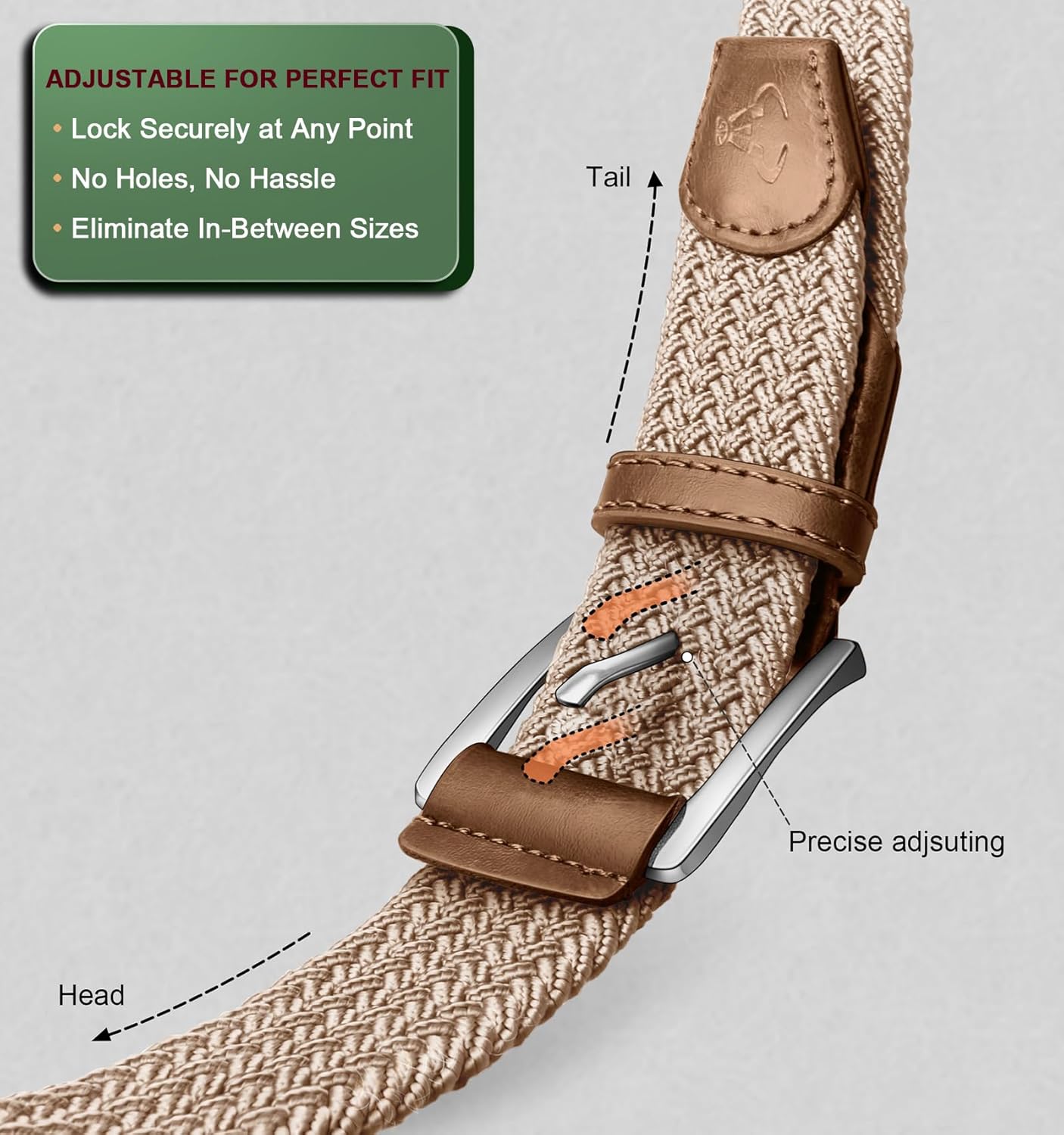 BULLIANT Belt for Men 2Pack,Mens Gift Stretch Braided Web Belt Elastic for Casual Golf Jeans,1 3/8"