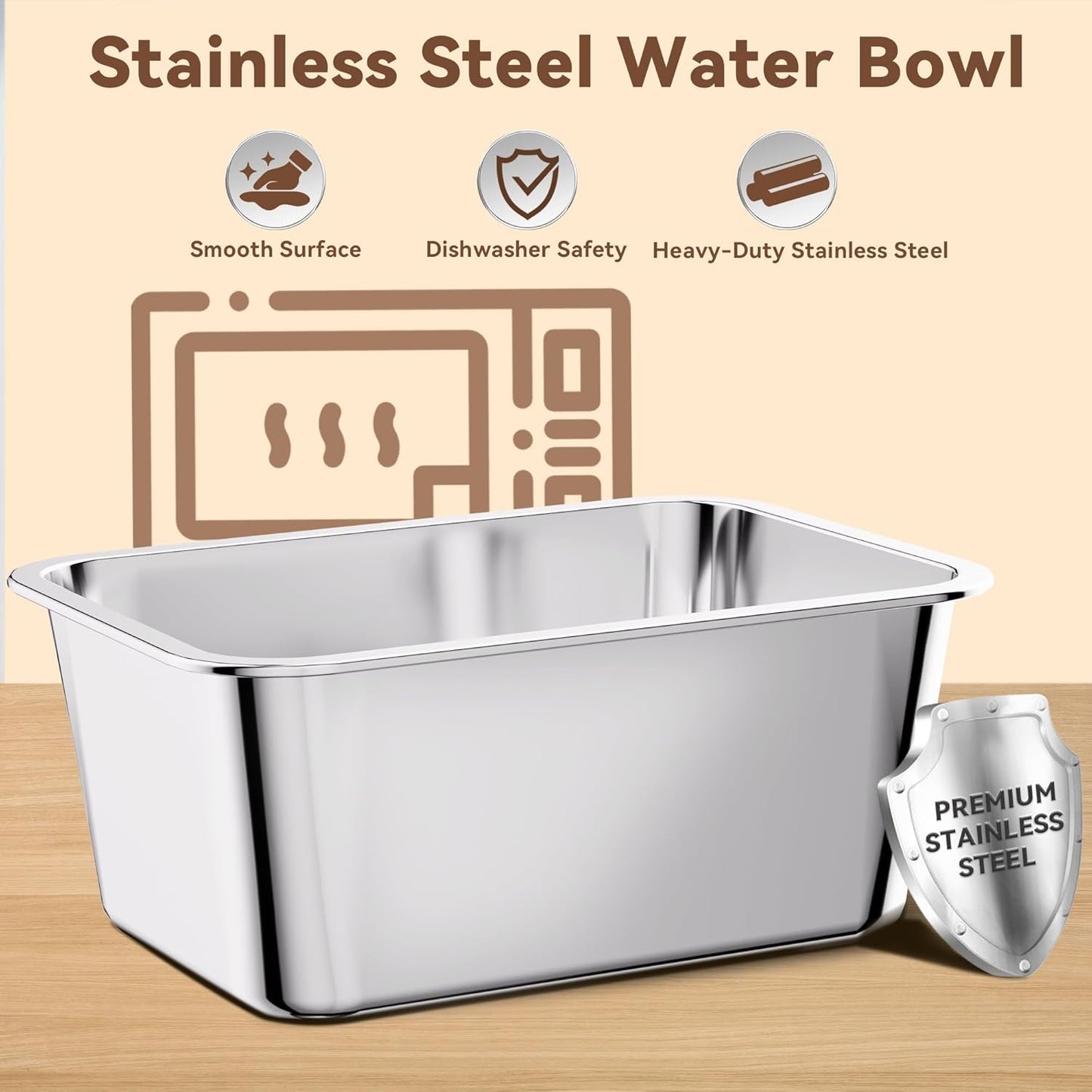 10L No Spill Dog Water Bowl, 2.6 Gal Stainless Steel No Splash Large Dog Water Bowl with Non-Slip Silicone Mat, Spill Proof Slow Drinking Pet Bowls for Messy Drinkers Indoor/Outdoor Use Black