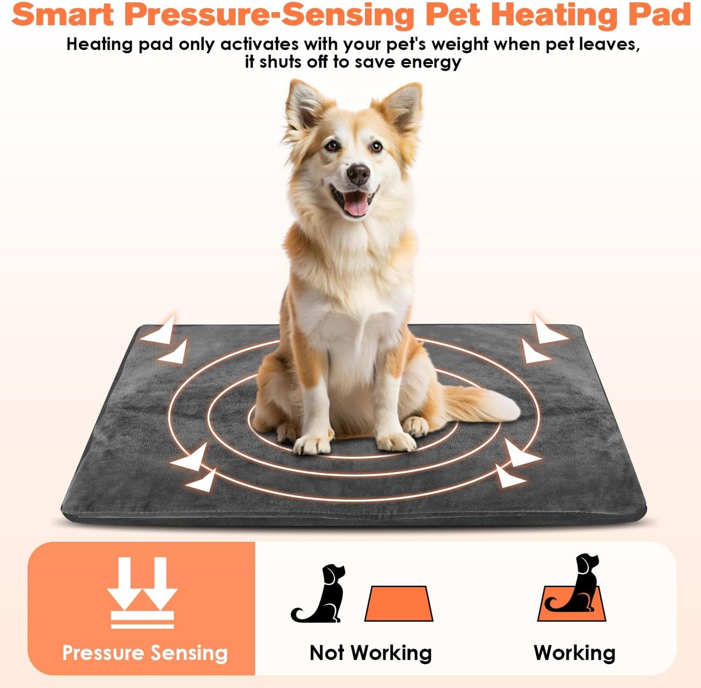 Dog Heating Pad, 9 Adjustable Temperature Pet Heating Pad, Electric Heating Blanket for Dogs, Heated Dog Pad Mat with Chew Resistant Cord for Puppy Cat Animal, 28"x18"