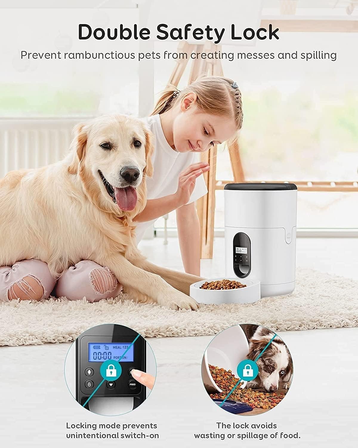 pet Water Dispenser 4L Automatic Feeder for Cats 2L/67oz Stainless Steel Water Fountain & Dog Bowl 2-in-1 Set with 3 Filters& Mat for Cats Dogs cat Fountain