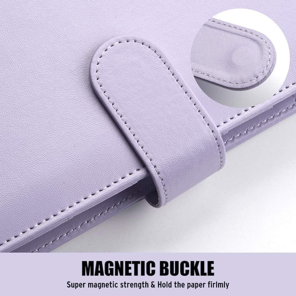 Sooez A5 Notebook Binder, 6 Ring Planner with Stylish Design, Loose Leaf Personal Organizer Cover with Magnetic Buckle Closure, PU Leather Binder for Women with Soft Colors (Olive Green)