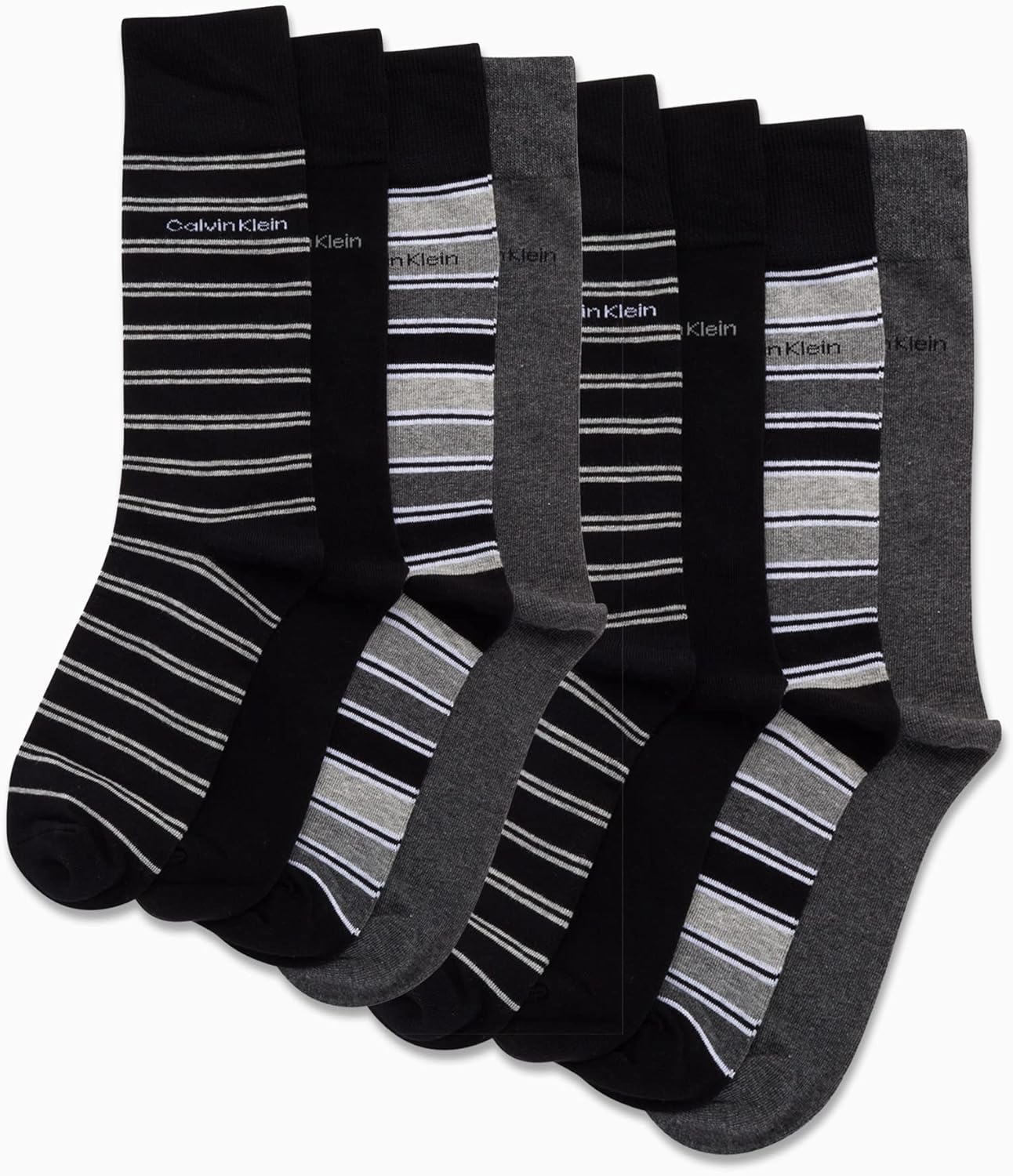 Calvin Klein Mens Dress Socks - 8 Pack Breathable Cotton Blend Work Crew Socks for Men for Casual Business & Formal Wear