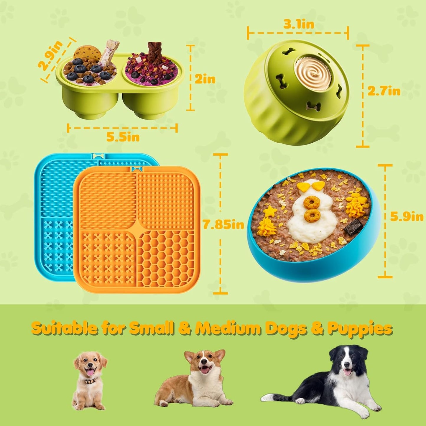 6-in-1 Dog Enrichment Toys Set - Lick Mat, Ball & Bowl with Peanut Butter, Frozen Treat Cognitive Dog Toys for Anxiety Relief & Mental Stimulation | Slow Feeding for Small/Medium Dogs & Puppies
