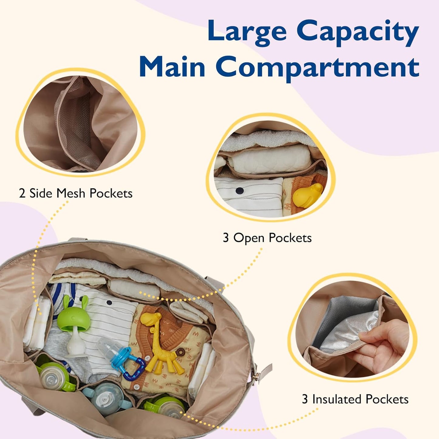 mommore Diaper Bag Tote, Large Capacity Travel Diaper bags, Hospital Bag for Labor Delivery, Baby Bag with Pacifier Case | Hospital Bag, for Labor Delivery, Baby Bag, with Pacifier Case