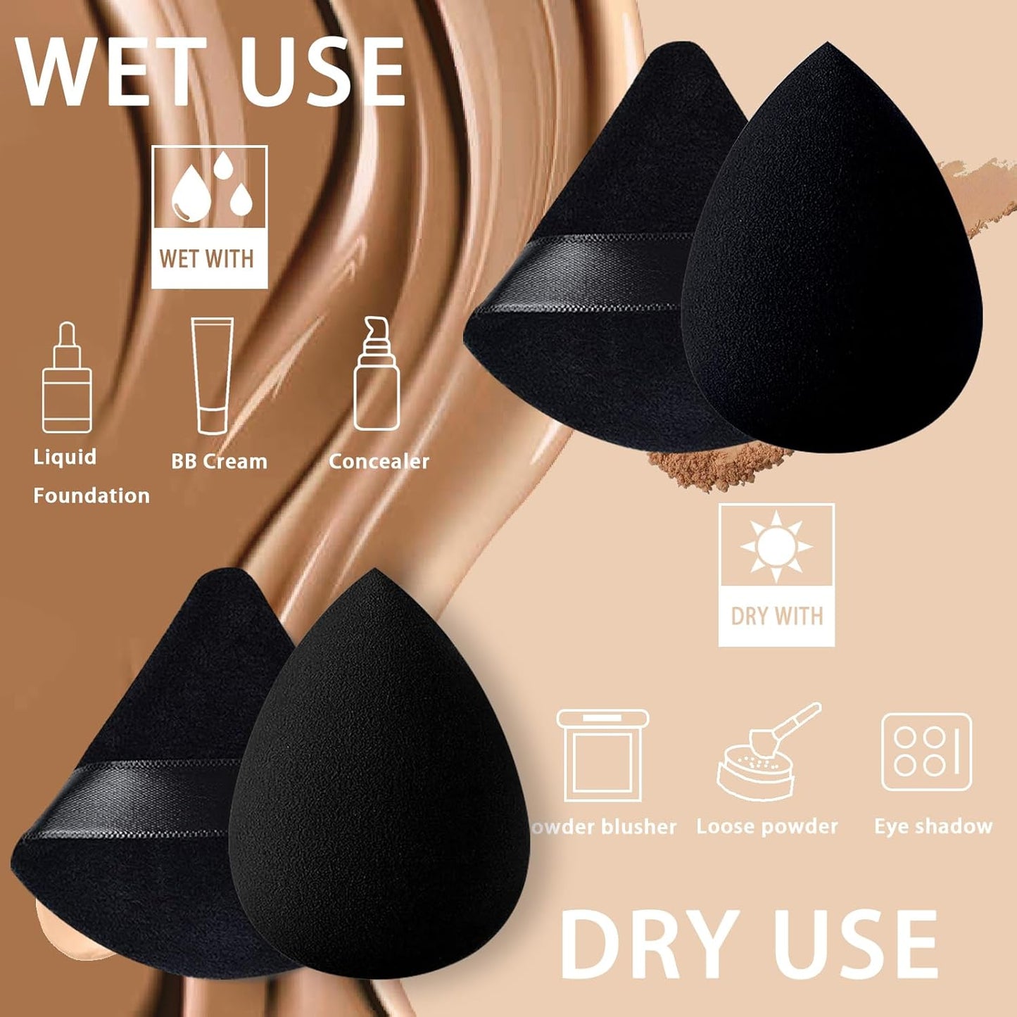 21 pcs Black Makeup Sponge Bulk:Makeup Sponges 21 Pcs for Liquid, Cream, and Powder, Multi-colored Pink make up sponges for foundation