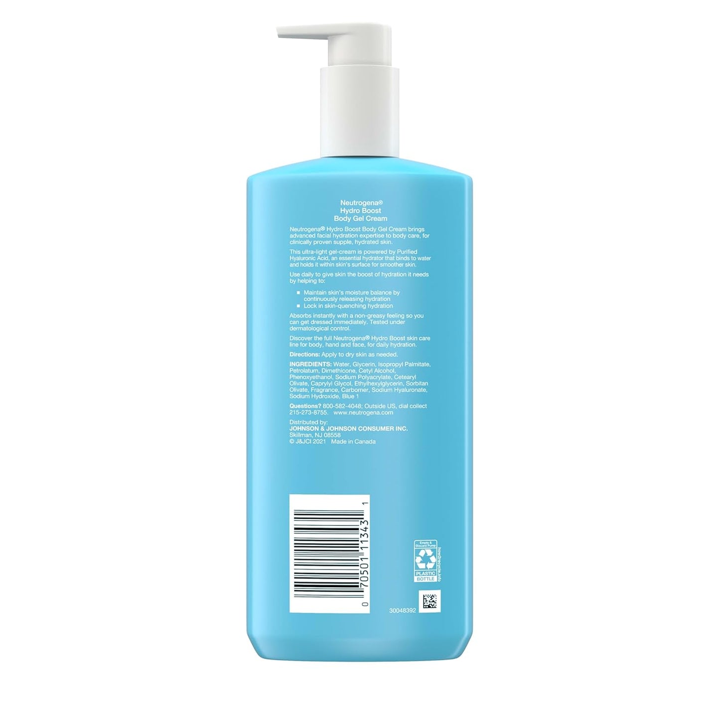 Neutrogena Hydro Boost Body Gel Cream, Hydrating Body Lotion with Hyaluronic Acid for Normal to Dry Skin, Hyaluronic Acid Lightweight Moisturizer, 16 oz, 2 Pack
