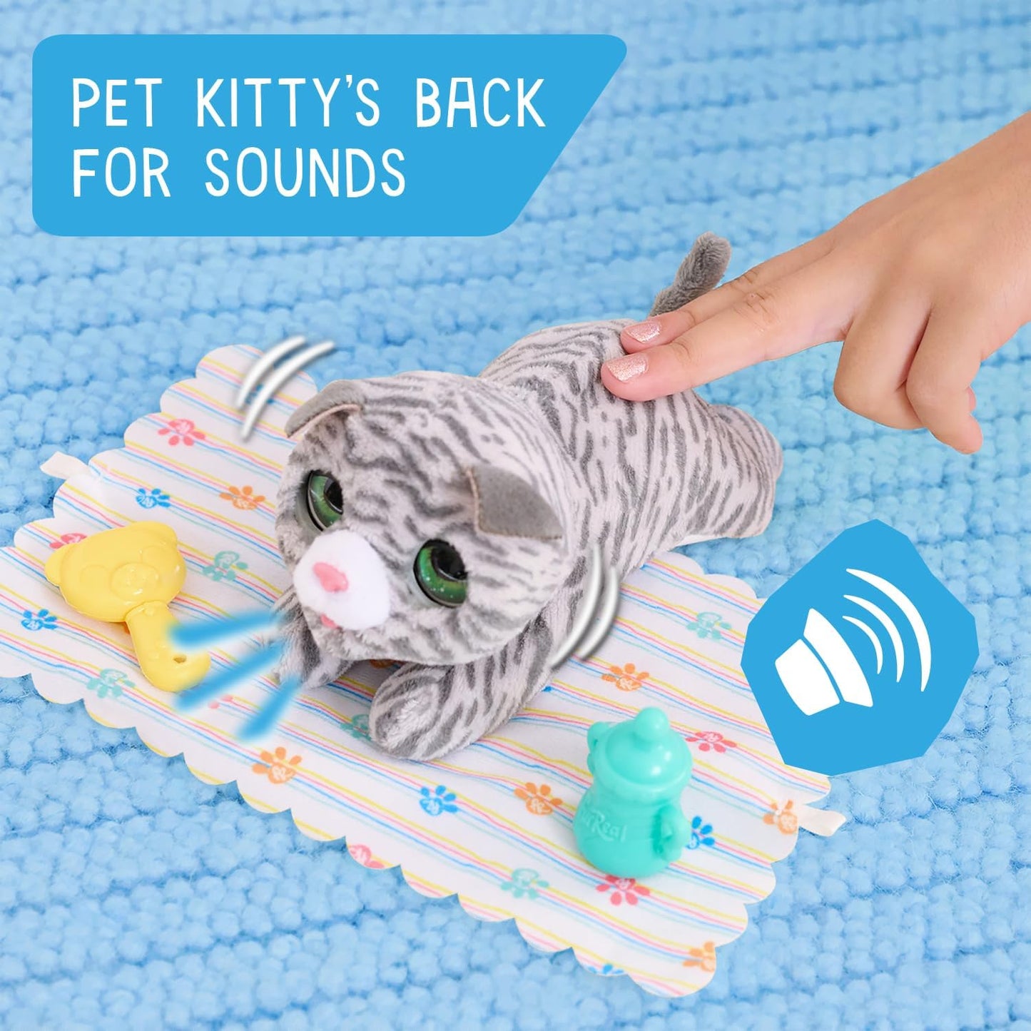 furReal Newborns Kitty Interactive Pet, Small Plush Stuffed Animal Cat with Sounds and Movement, Faux Fur, Kids Toys for Ages 4 Up by Just Play