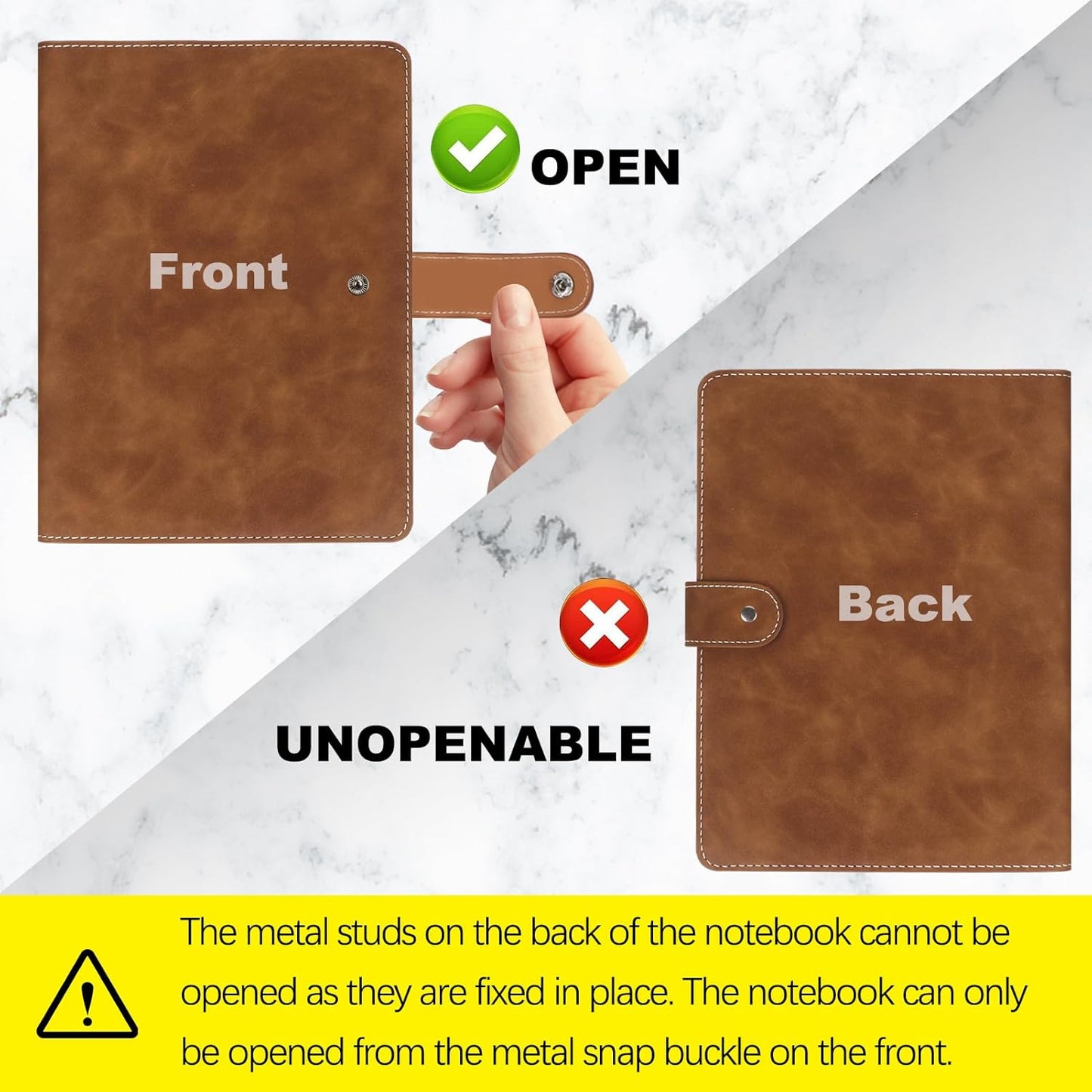 FYY A5 Binder Refillable Planner Notebook 6 Ring PU Leather Binder Journal with Pockets, Dividers, Refill Paper Brown