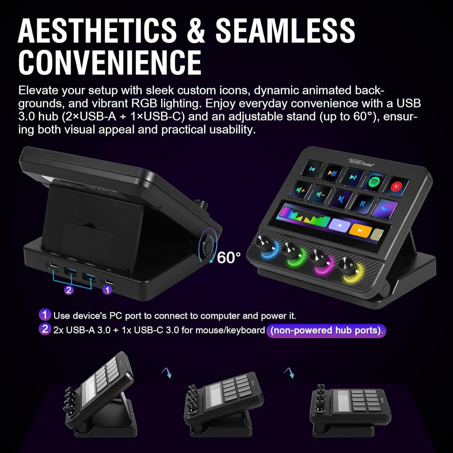 Macro Pad, Streaming Deck Stream Controller Soundboard Keypad, Programmable Keys USB Shortcut Keyboard for Gamer Streamer, Audio Mixer for OBS, YouTube, Office Desk Setup, PC, Mac