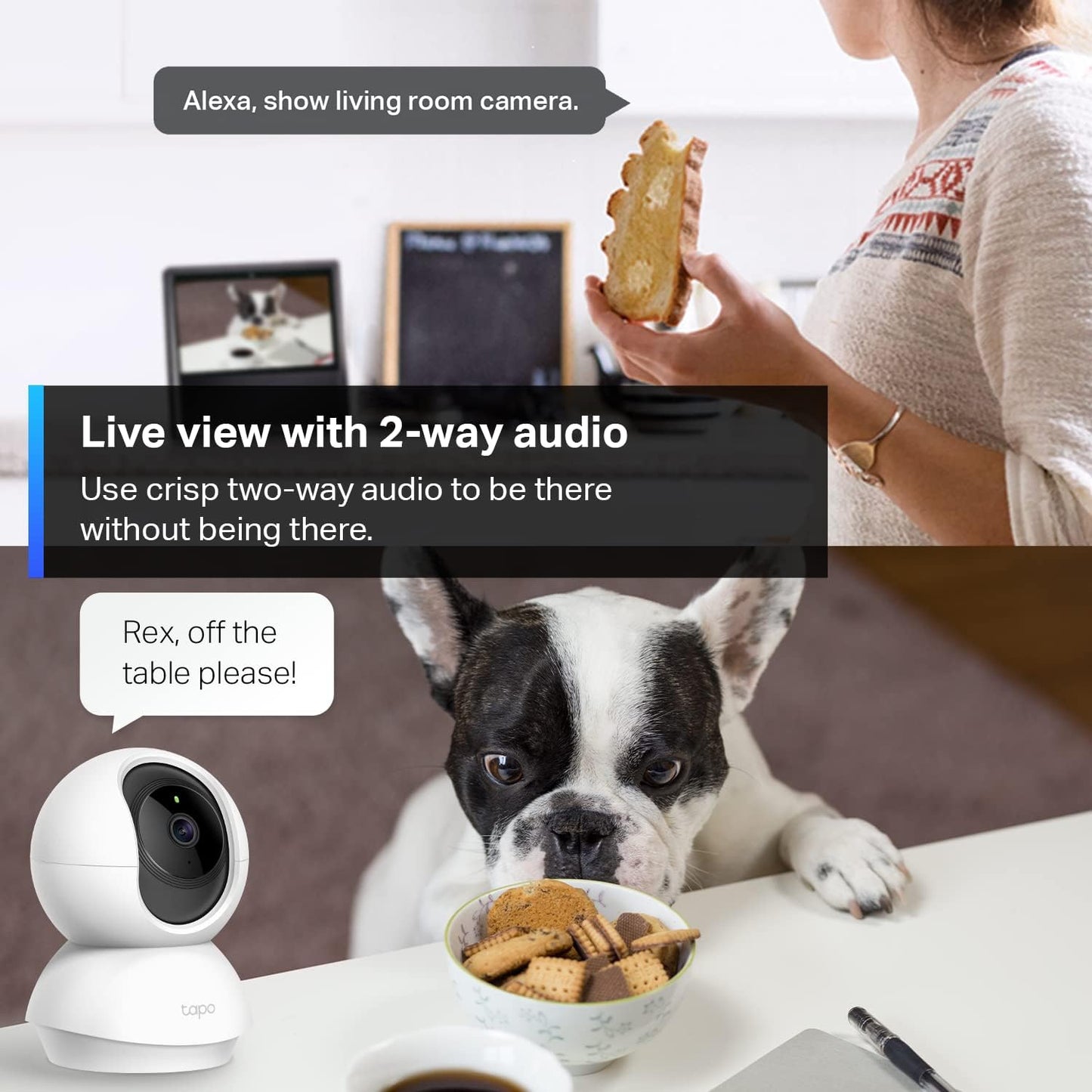 Tapo 2K Indoor Pan/Tilt Wired Security Camera - Works as a Baby Monitor & Pet Camera, Motion Detection, 2-Way Audio, Siren, Night Vision, Subscription-Free Local Storage or Optional Cloud, C210