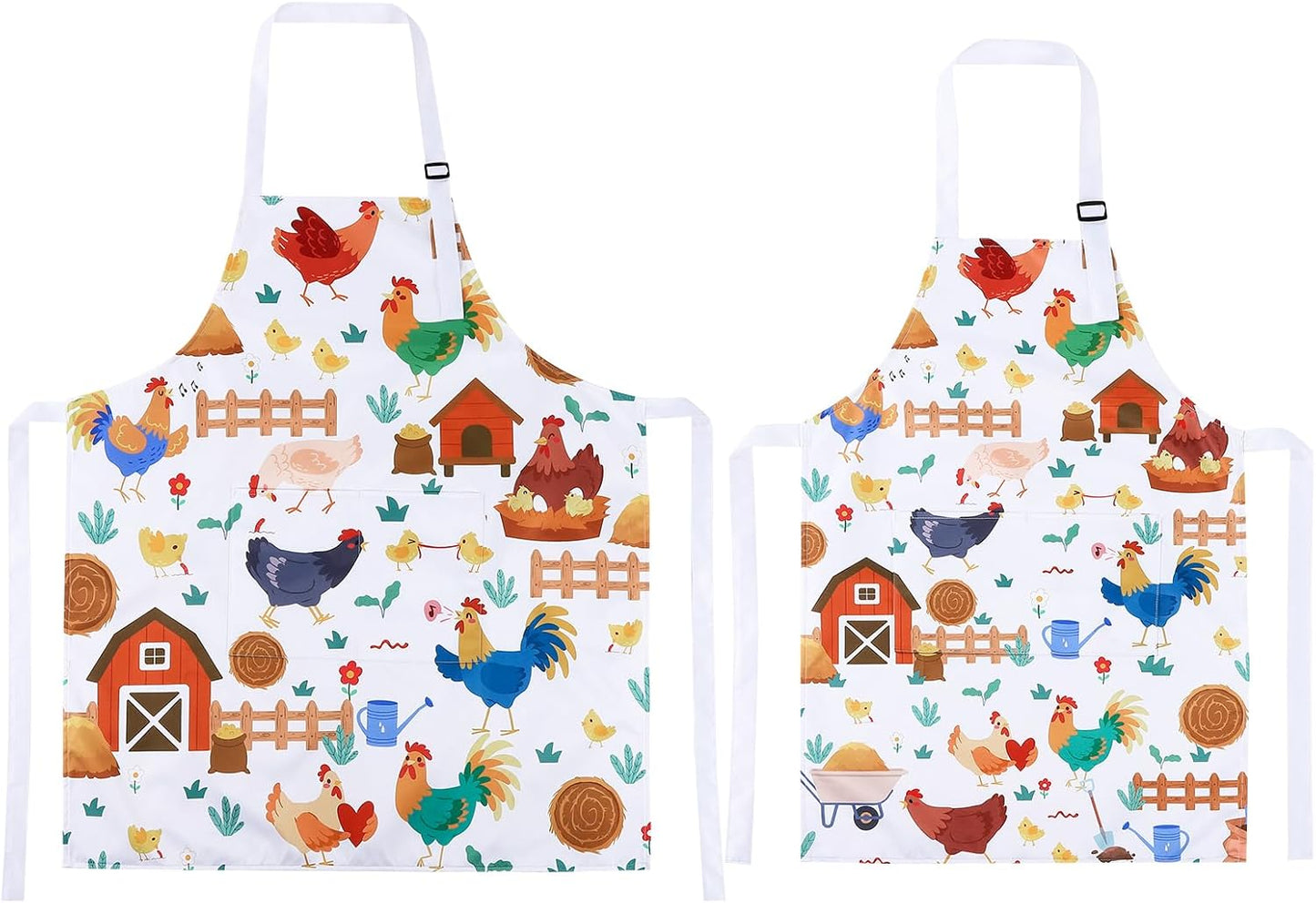 2 Pcs Parent Child Aprons, Mommy and Me Aprons, Adjustable Kitchen Apron with 2 Pockets, Cute Matching Apron