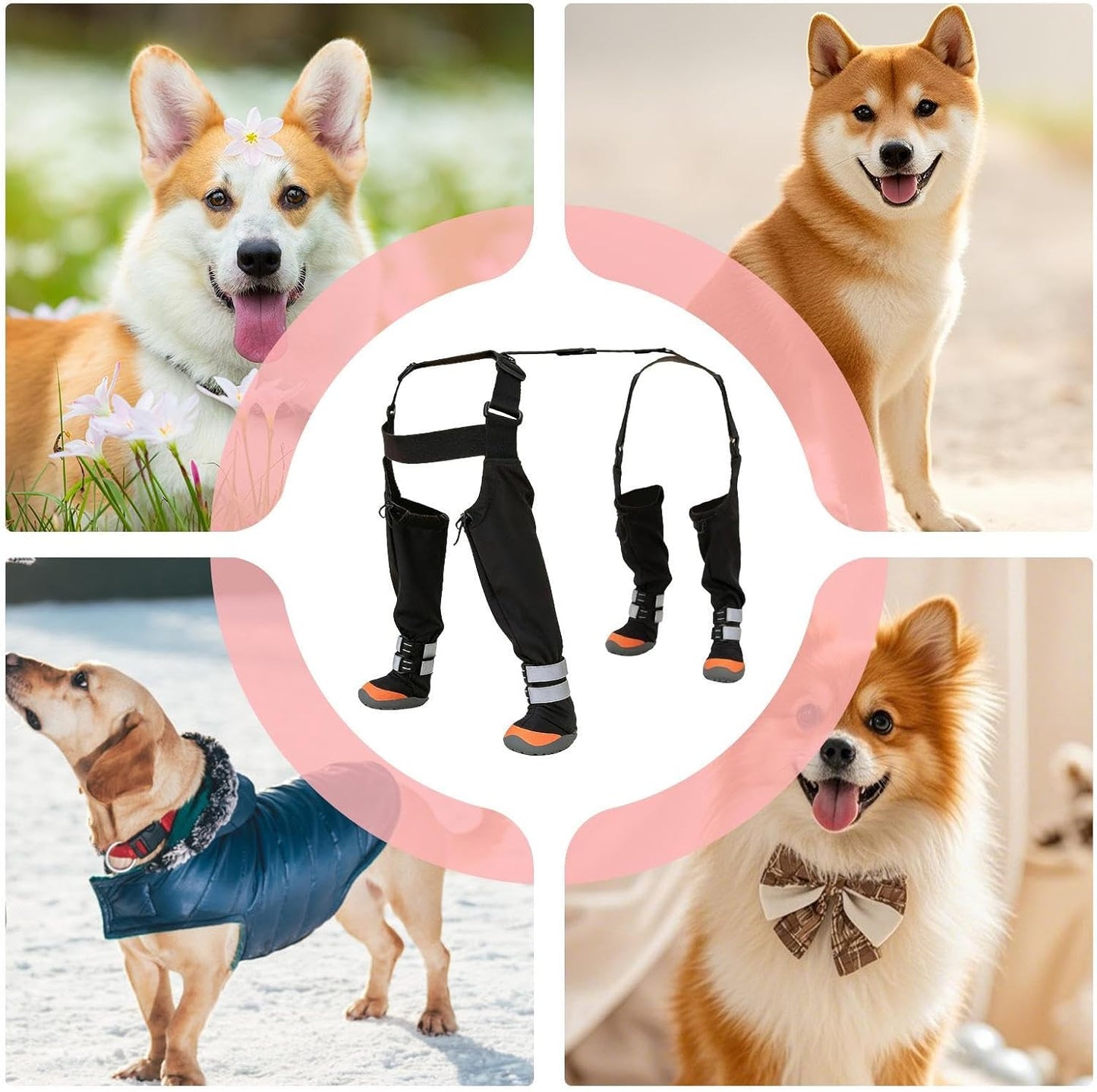 Puppy Dog Boots - Non-Slip Waterproof Footwear with Adjustable Straps | Durable Outdoor Winter Shoes with Reflective Safety Band for Cold Weather, Snow, Hiking, Walking, and Pet Adventures