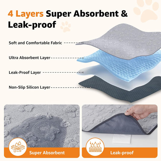 LOOBANI Washable Puppy Pads 18"x24", 4 Packs Fast Absorbent Washable Pee Pads for Dogs, Non-Slip & Waterproof Pet Whelping Pads, Reusable Dog Mat for Floor Crate, Bed, Incontinence, Housebreak