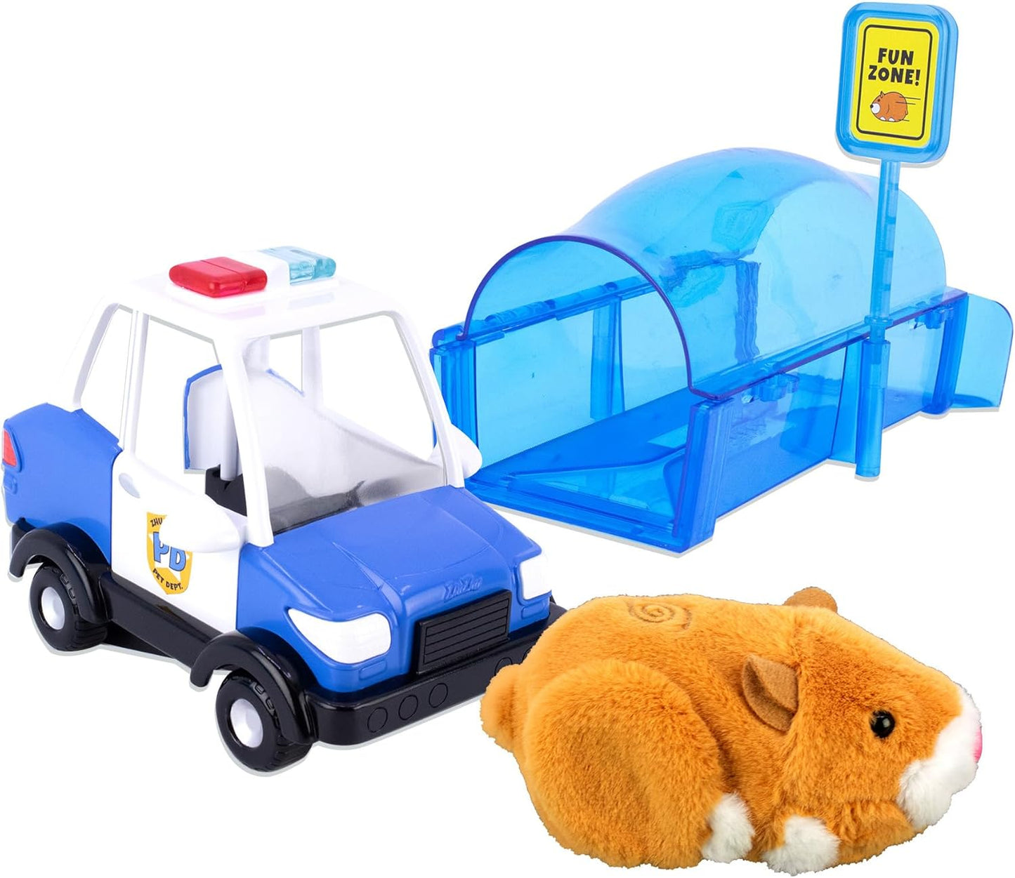 ZhuZhu City Electronic Hamster Police Car Toy – Interactive Pet with 40+ Sounds & Sirens – Includes Mr. Squiggles – Birthday Gift for Boys & Girls Ages 4+