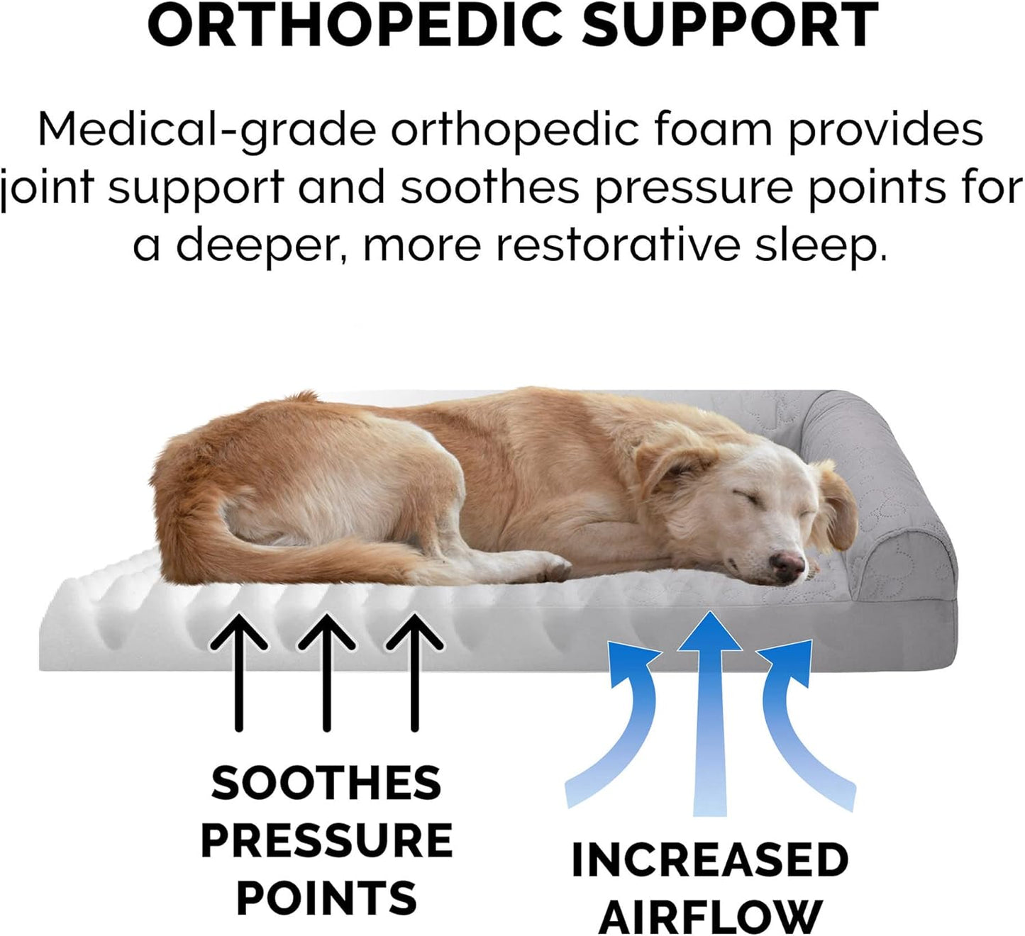 Furhaven Dog Bed L-Chaise L Shaped Chaise - Titanium, Jumbo/XL W/Same Size Waterproof Liner