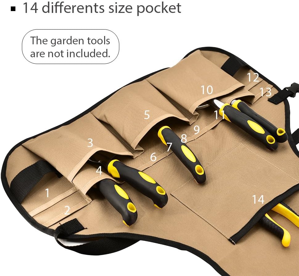 Garden Apron for Men Women with 14 Pockets, Gardening Tool Work Aprons