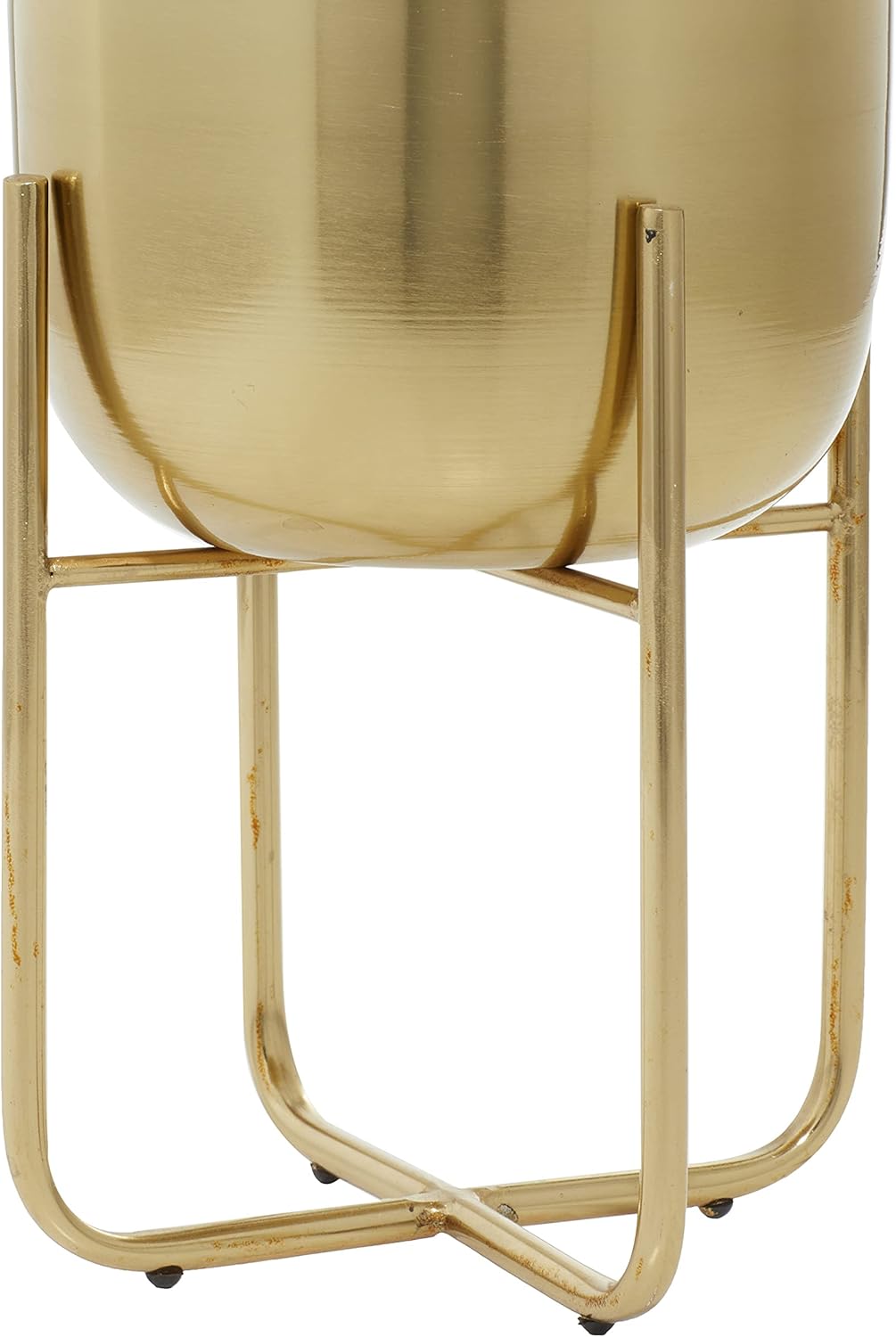 Deco 79 Metal Indoor Outdoor Planter Brushed Dome Large Planter Pot with Curved X-Shaped Bases, Set of 2 Planters 16", 13"H, Gold