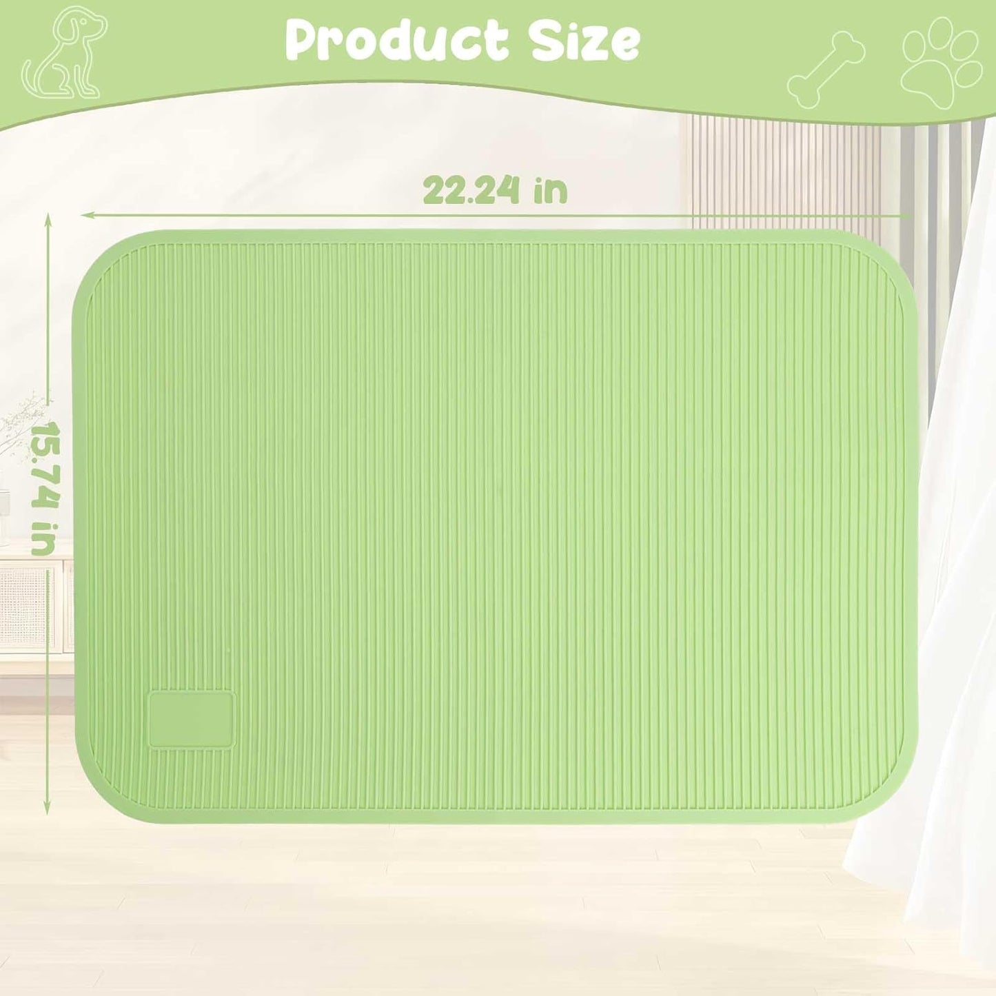 Dog Grooming Table Mat Pad Non Slip，Silicone Durable Premium Non-Slip Dog Bath Mat，Slip Mat - Bathing Mat for Pets，22.45inchX15.75inch (Green)