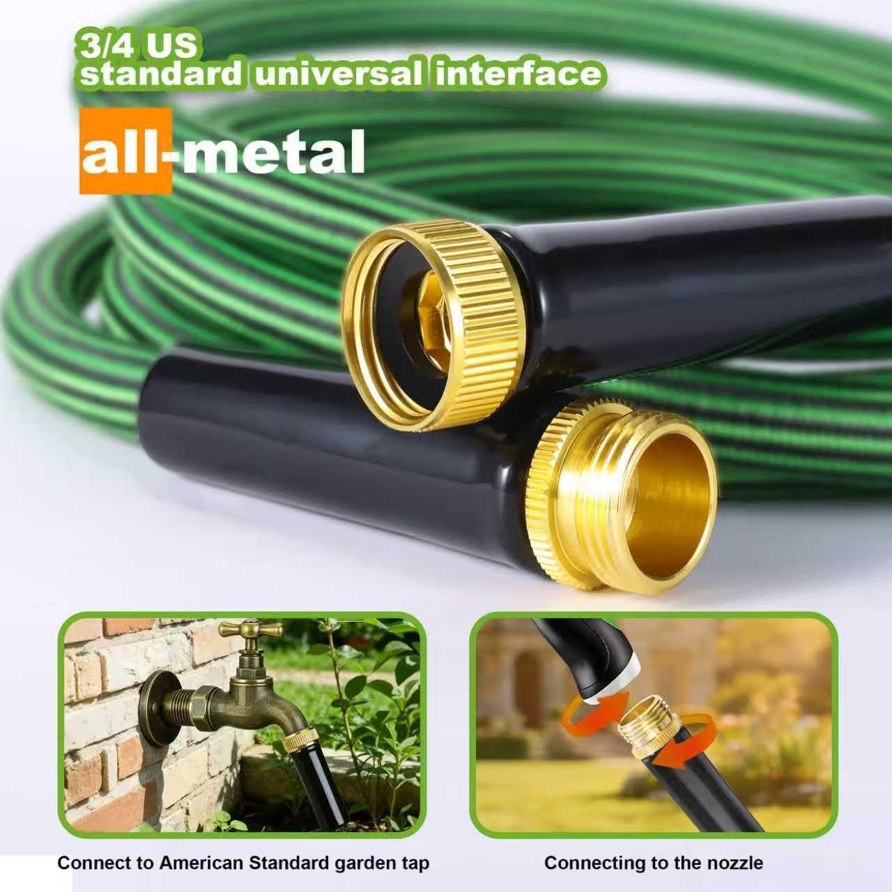 Garden Hose 50 FT-Triple-layer pipe, Heavy Duty Water Hose with solid Aluminum Fittings, Ultra-Lightweight and Flexible, Abrasion-Resistant, Rust-Resistant,Watering and Cleaning for Outdoor