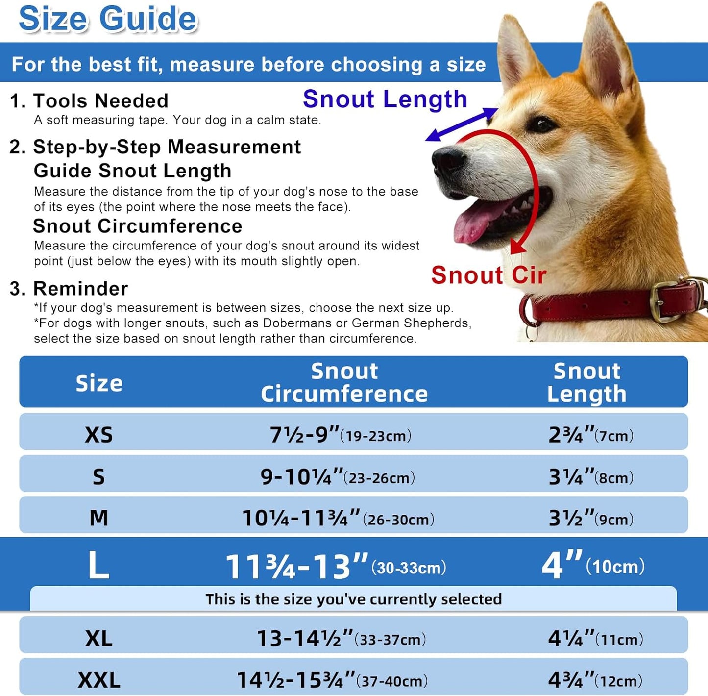 Dog Muzzle for Large & Medium Sized Dogs, Bite Proof & Anti Licking - Soft TPR Safety Muzzle with Adjustable Hawk-Beak Design for Walking, Grooming, Vet Visits, Gentle and Breathable